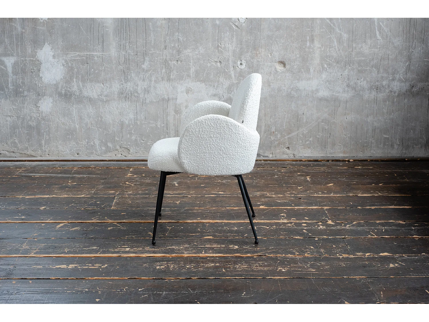 Chaise - blanc crème tissu tissé - DEON