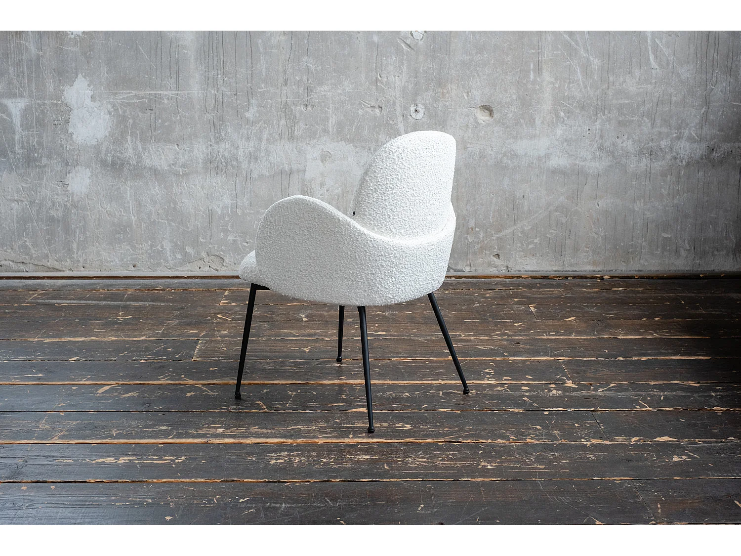 Chaise - blanc crème tissu tissé - DEON