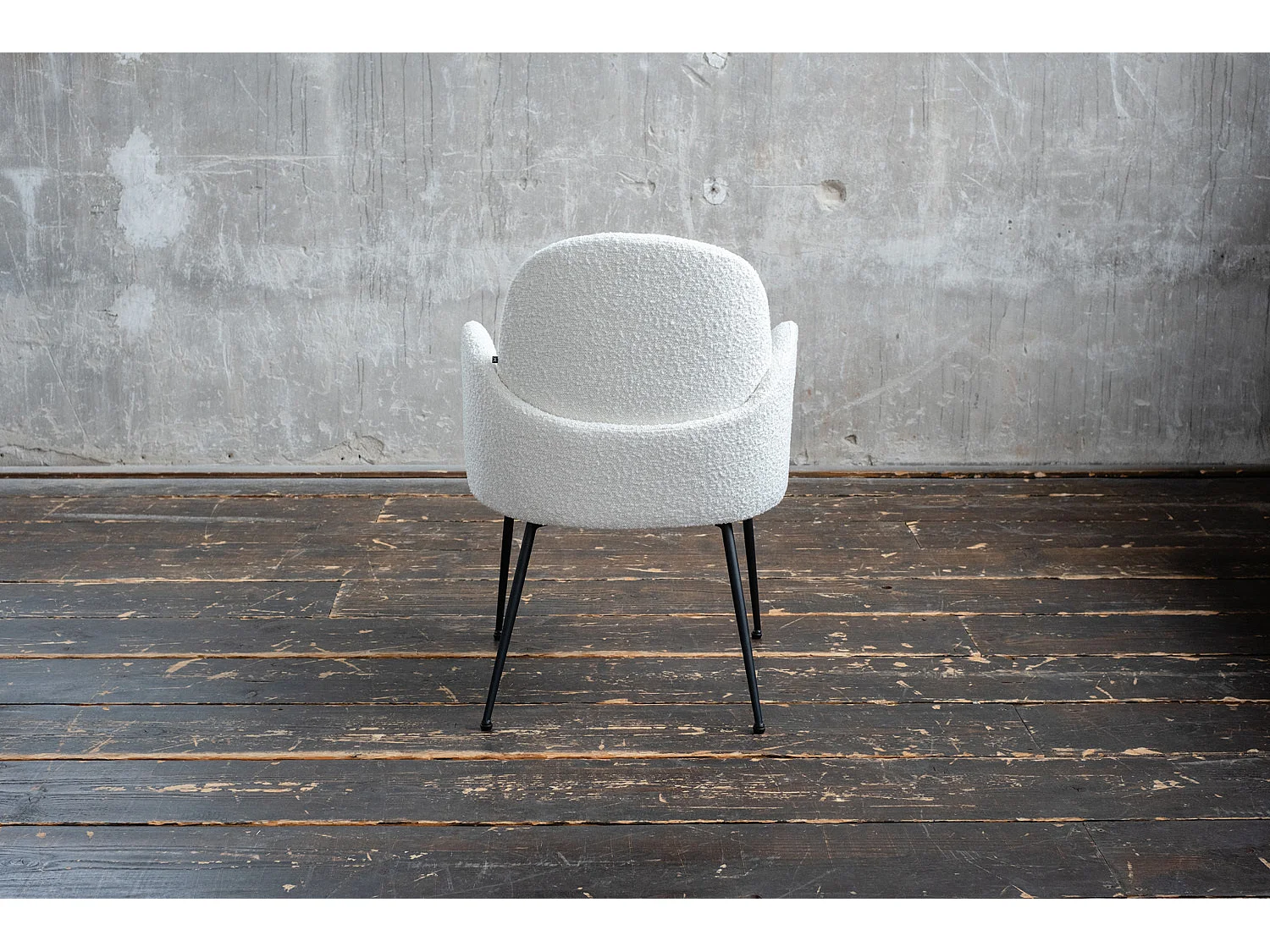 Chaise - blanc crème tissu tissé - DEON