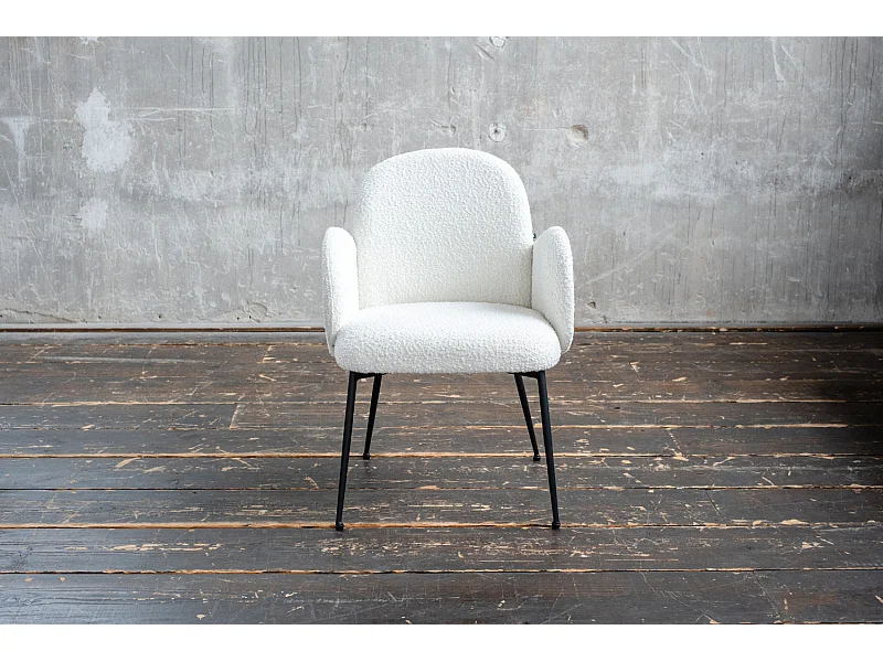 Chaise - blanc crème tissu tissé - DEON