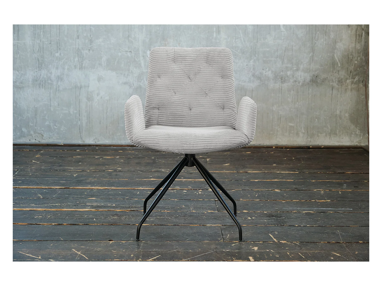 Fauteuil - gris clair Velours côtelé - CHARME