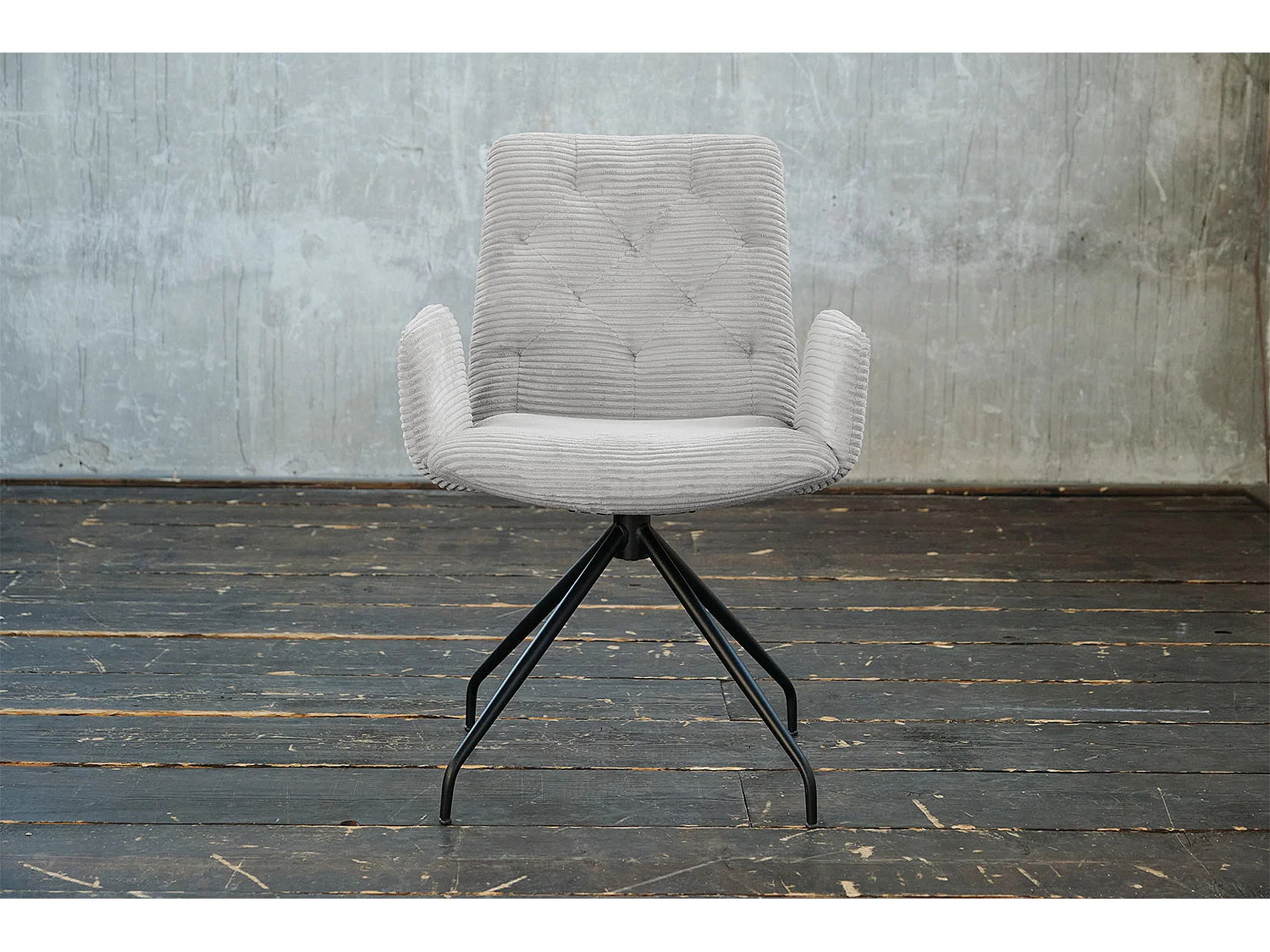 Fauteuil - gris clair Velours côtelé - CHARME