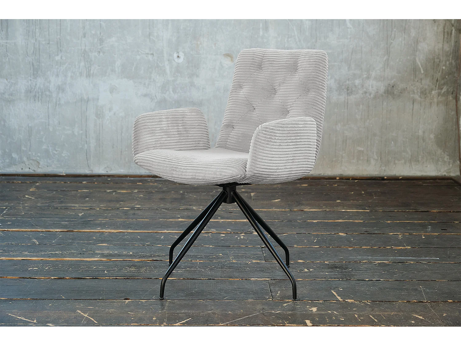 Fauteuil - gris clair Velours côtelé - CHARME