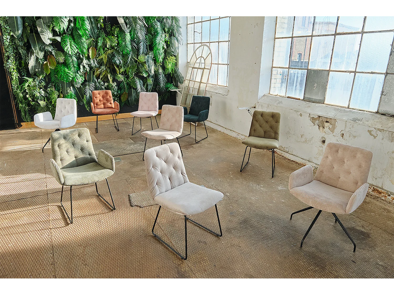 Fauteuil - gris clair Velours côtelé - CHARME