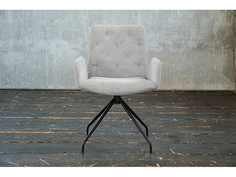 Fauteuil - gris clair Velours côtelé - CHARME