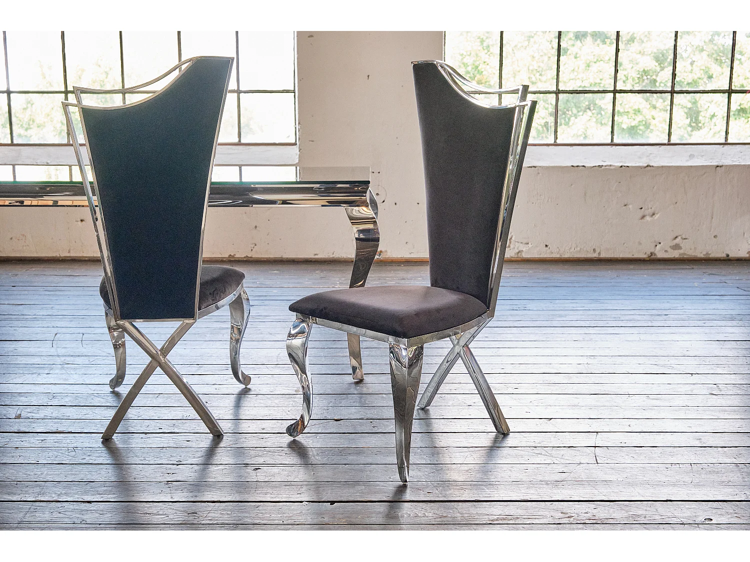 Eetkamerstoel - Zwart Fluweel - AMALIA