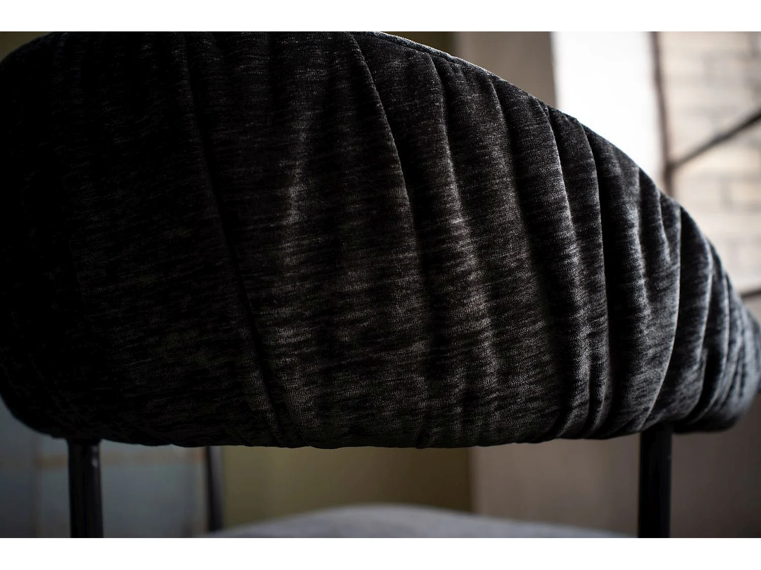 Chaise rembourrée - Noir tissu tissé - LIMA