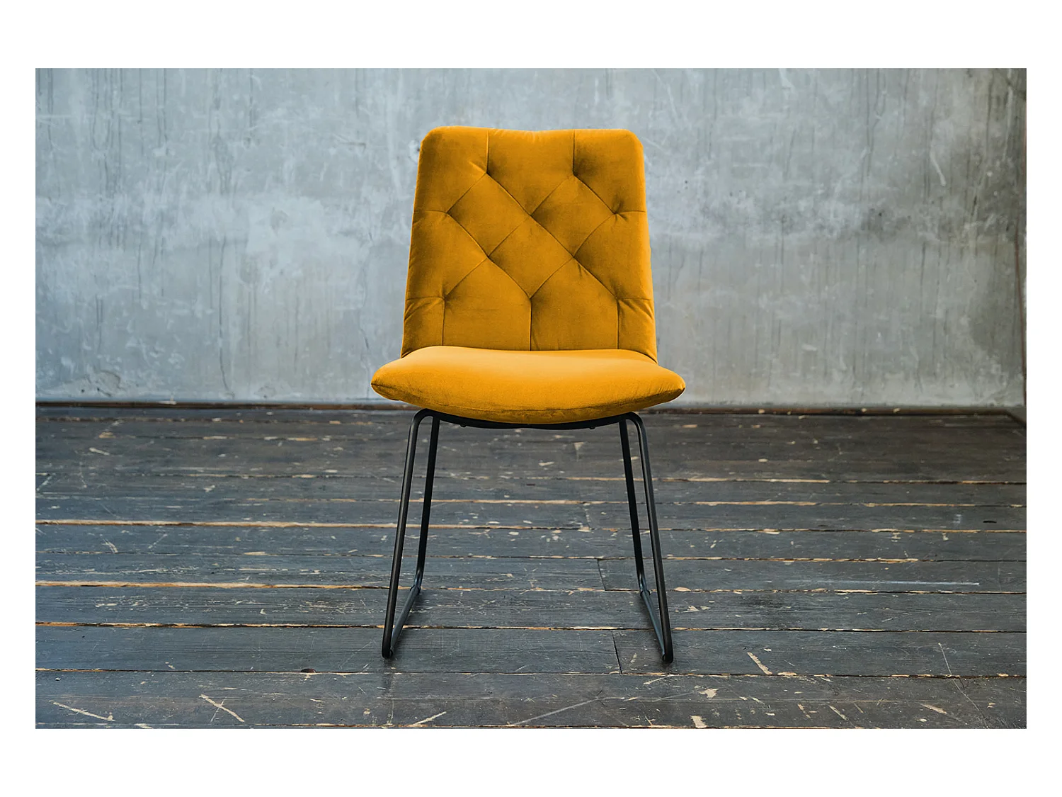 Chaise - jaune Velours - CHARME