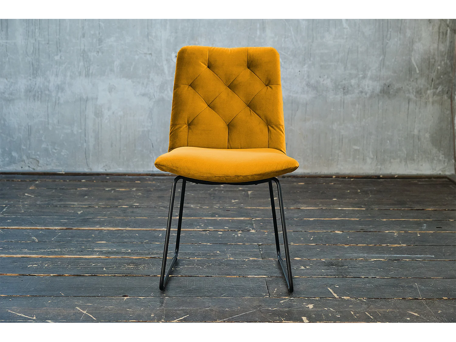 Chaise - jaune Velours - CHARME