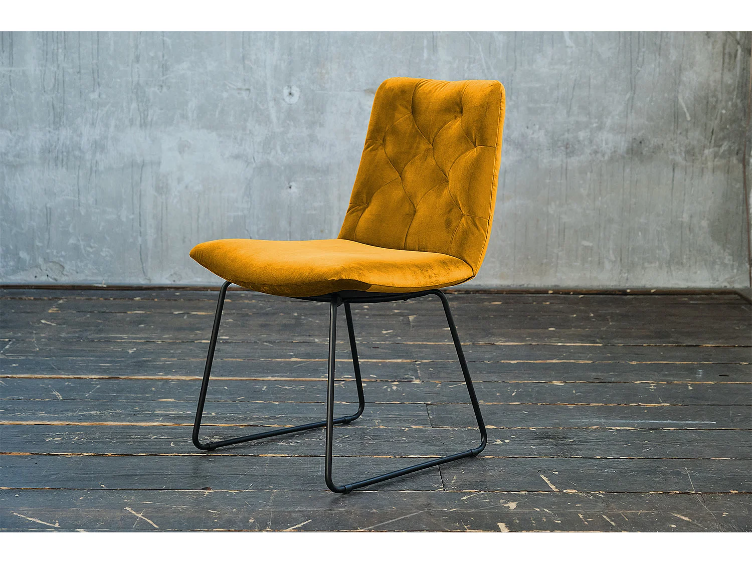 Sedia imbottita - giallo velluto - CHARME