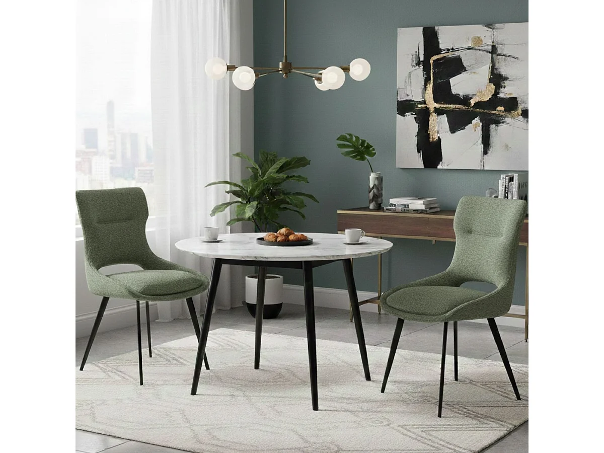 AMANDA - Lot de 2 Chaises Tissu Coloris Vert