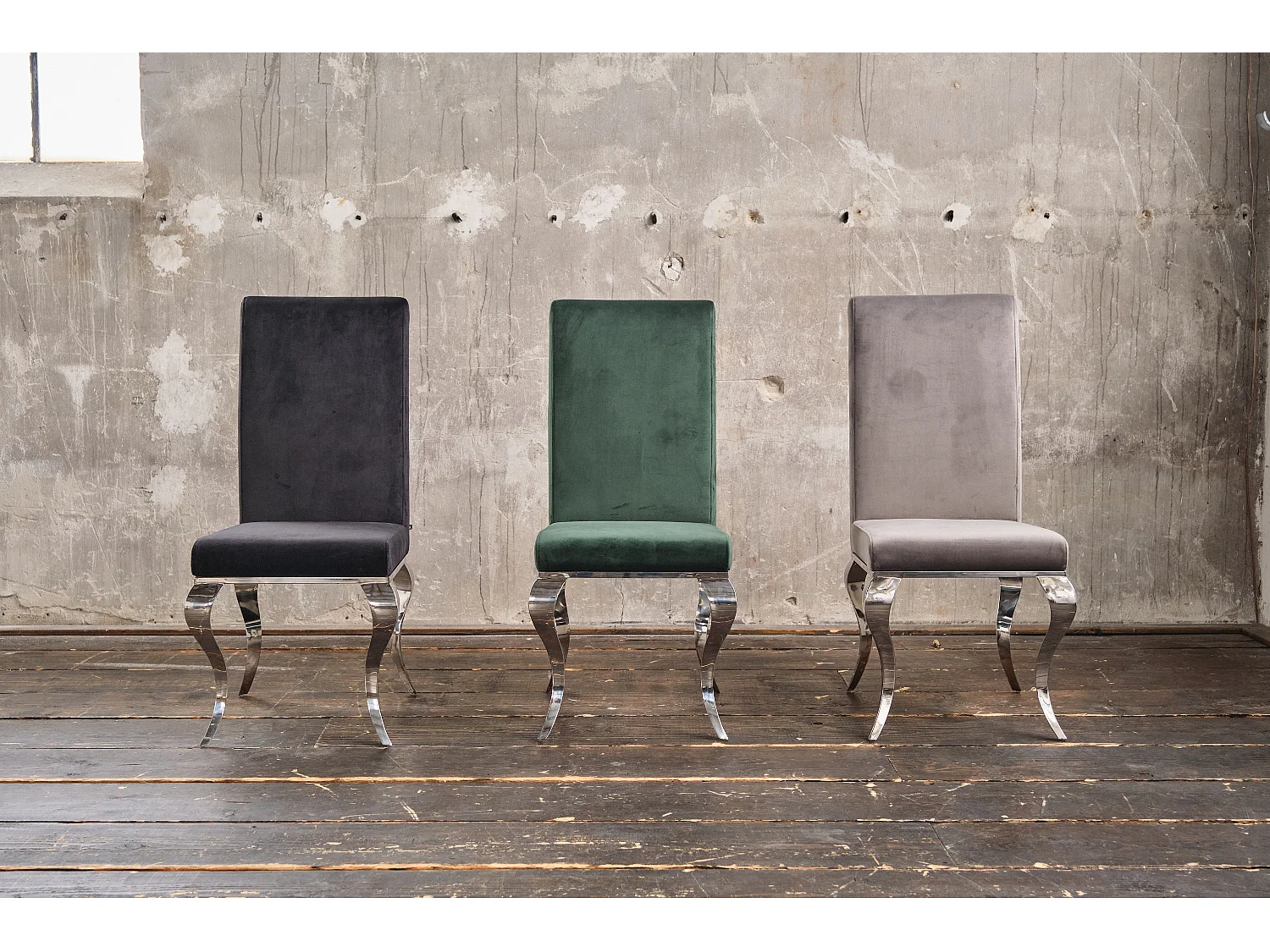 Chaise rembourrée - Noir Velours - LEIA