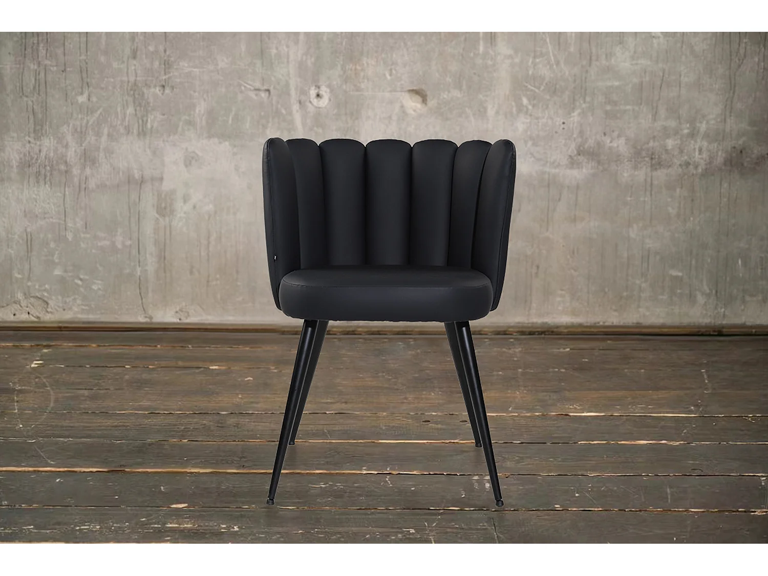 Chaise rembourrée - Noir similicuir - JADA