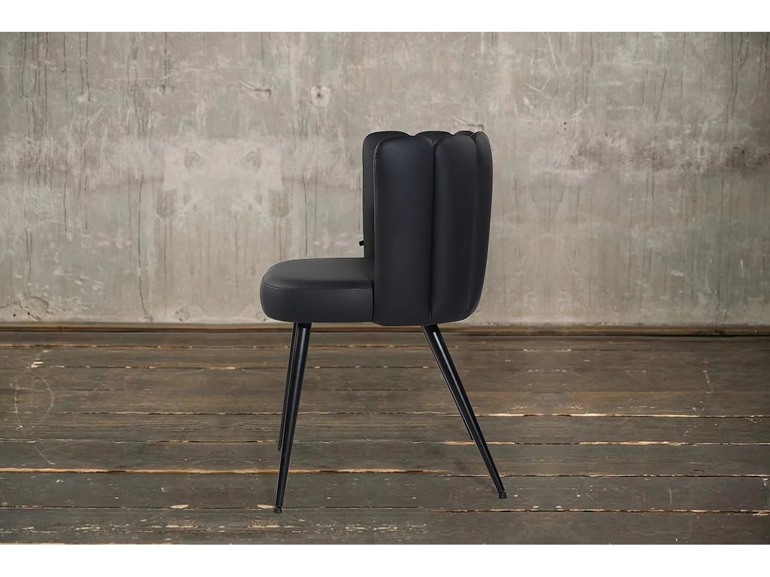 Chaise rembourrée - Noir similicuir - JADA