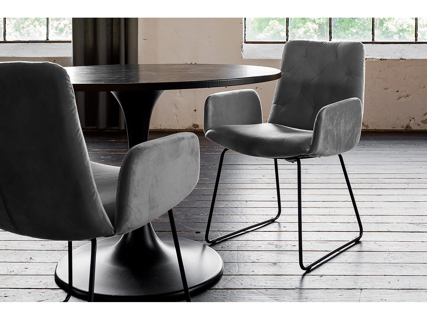 Esszimmerstuhl - Grau Velvet - NEW CHARME