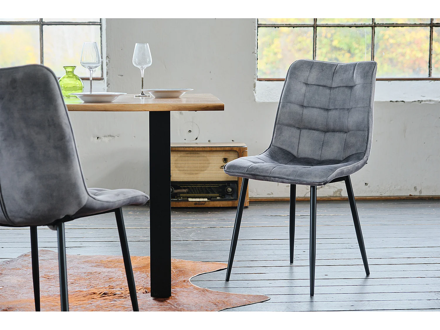 Polsterstuhl - Grau Velvet - CLARA