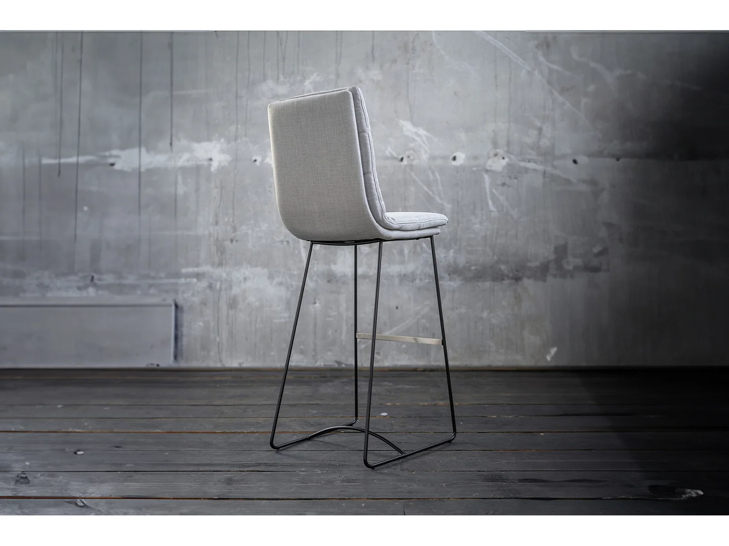 Barhocker - Hellgrau Webstoff - VINCE