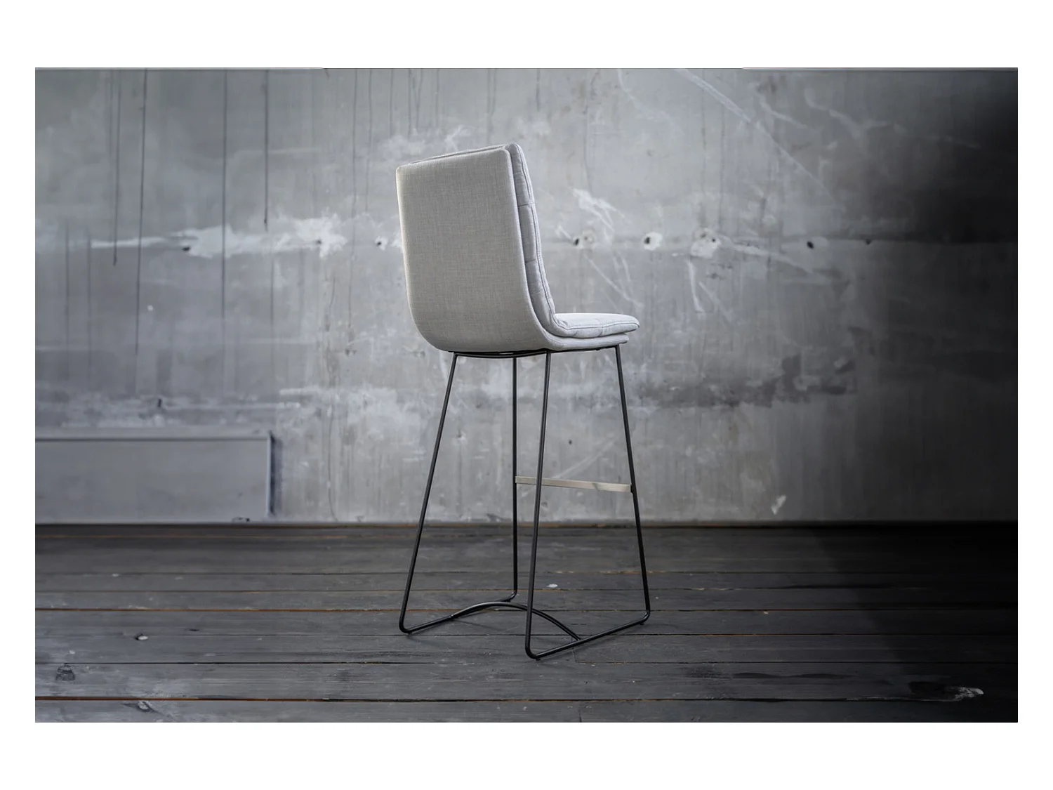 Barhocker - Hellgrau Webstoff - VINCE