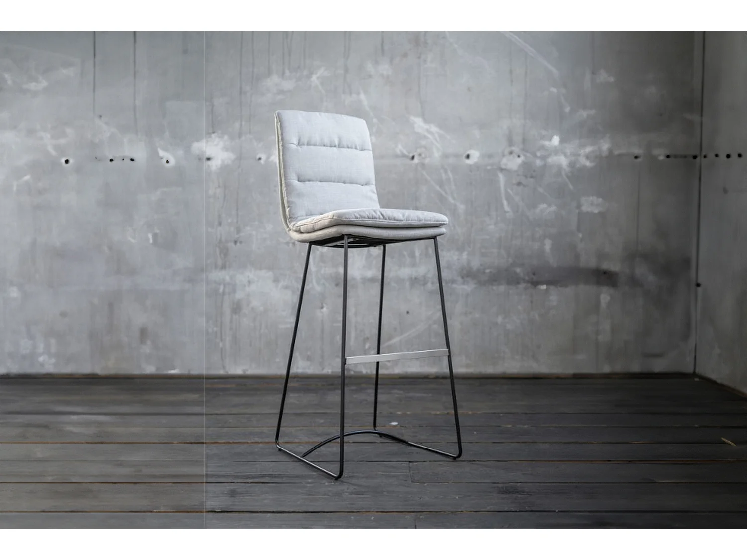 Barhocker - Hellgrau Webstoff - VINCE