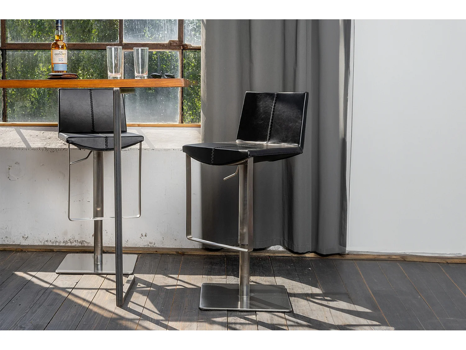 Barkruk - Zwart Imitatieleer - FES