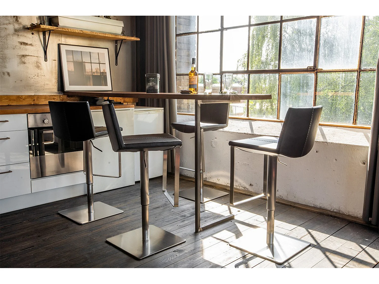 Barkruk - Zwart Imitatieleer - FES