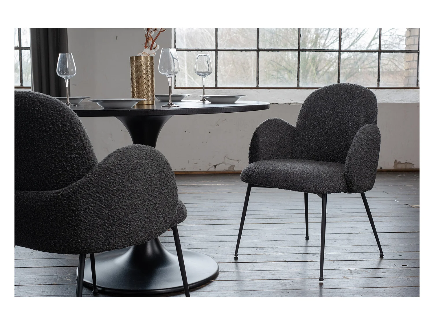 Esszimmerstuhl - Schwarz Webstoff - DEON