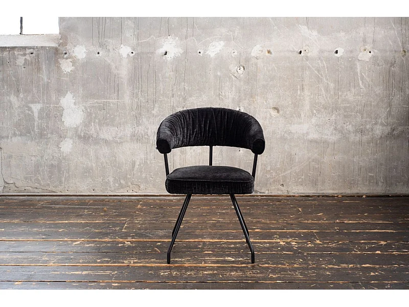 Esszimmerstuhl - Schwarz Webstoff - RUNA