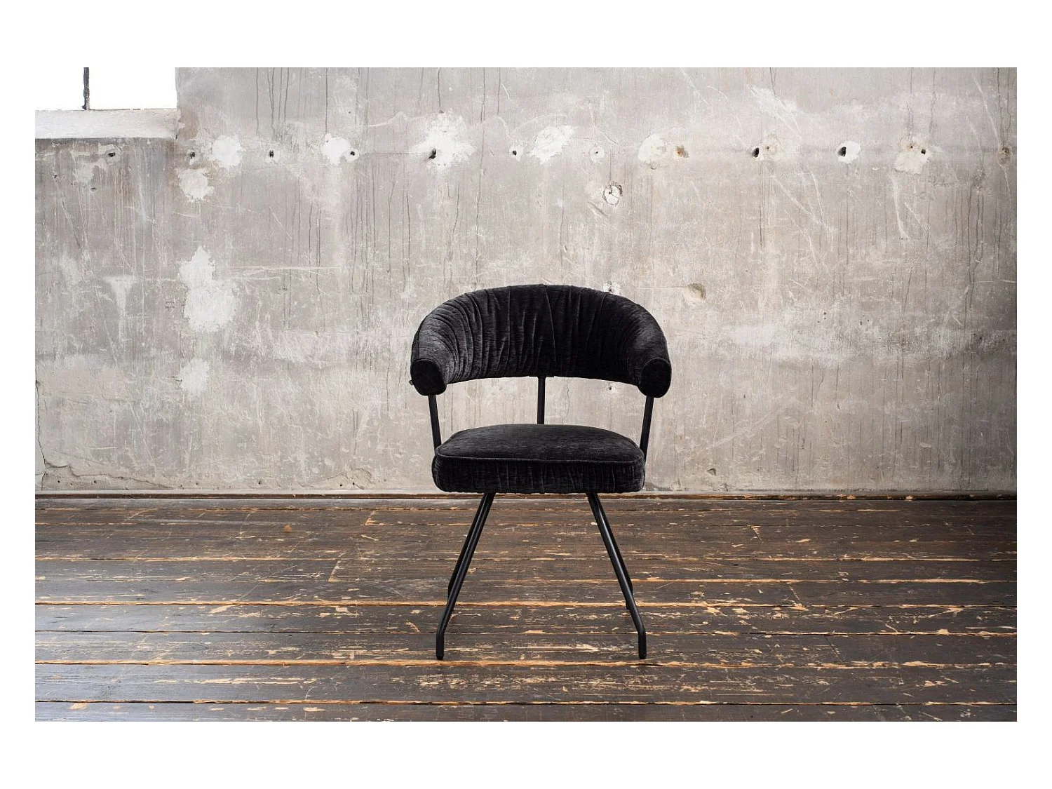 Chaise - Noir tissu tissé - RUNA