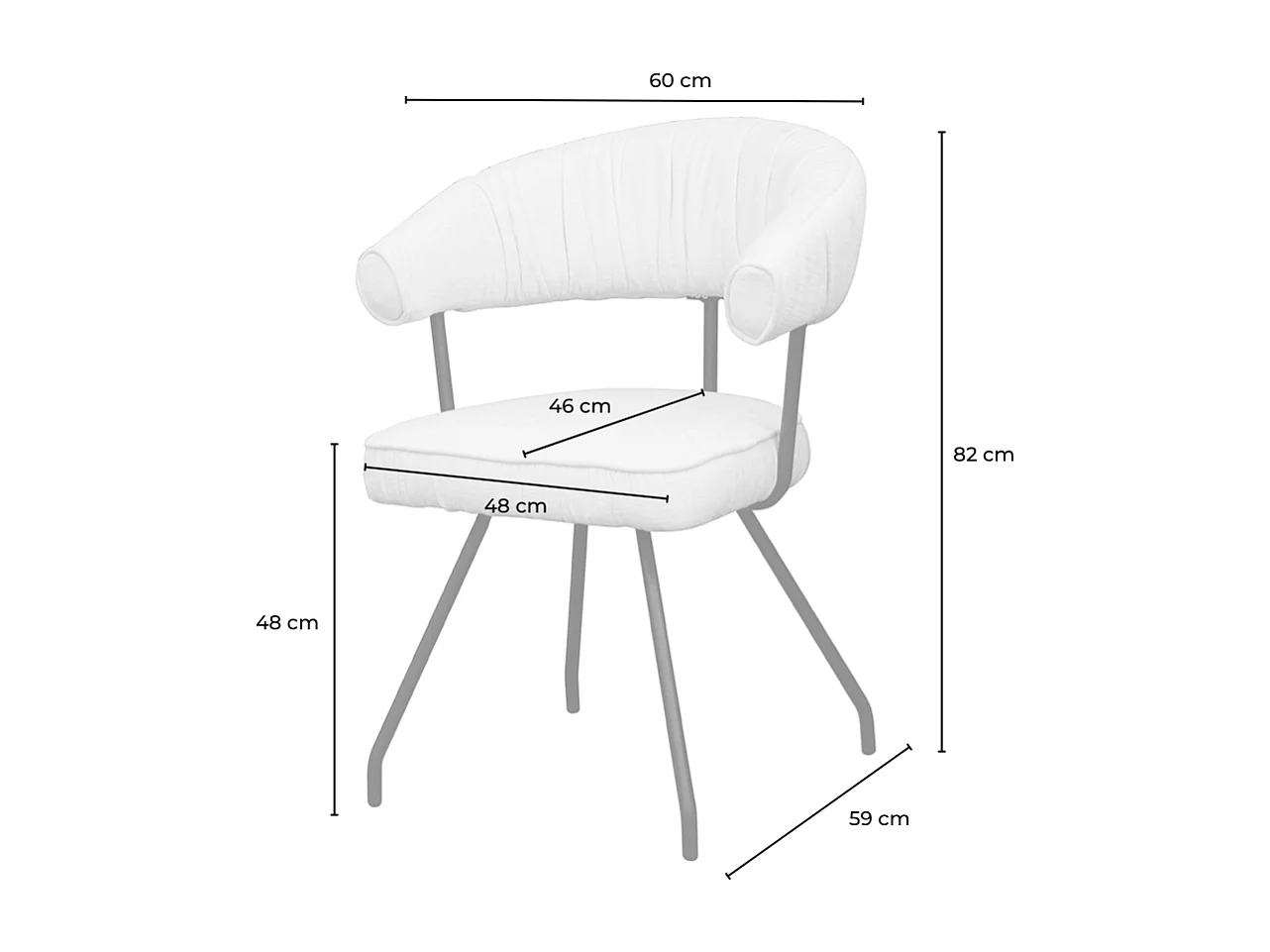 Chaise - Noir tissu tissé - RUNA