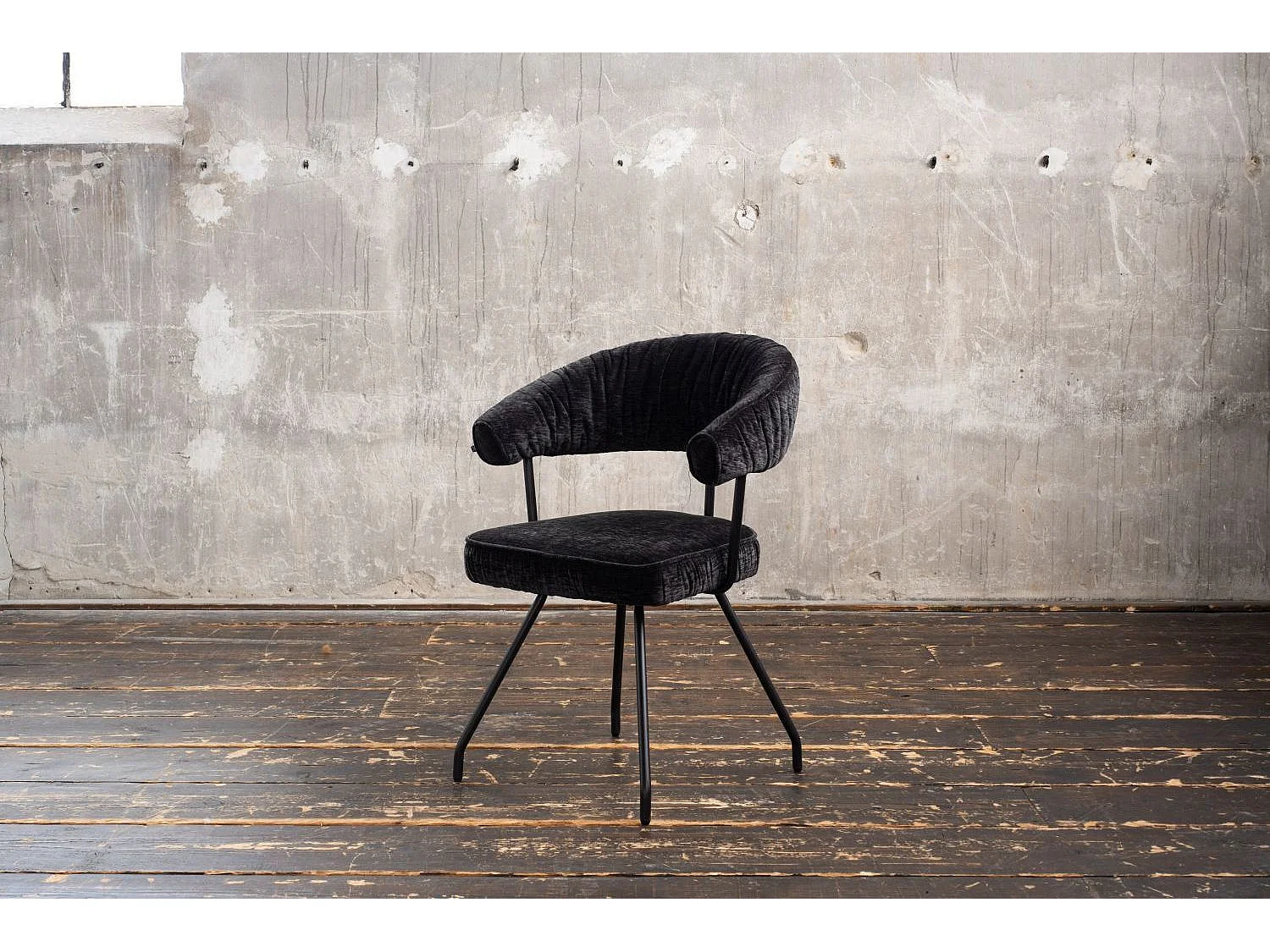 Chaise - Noir tissu tissé - RUNA