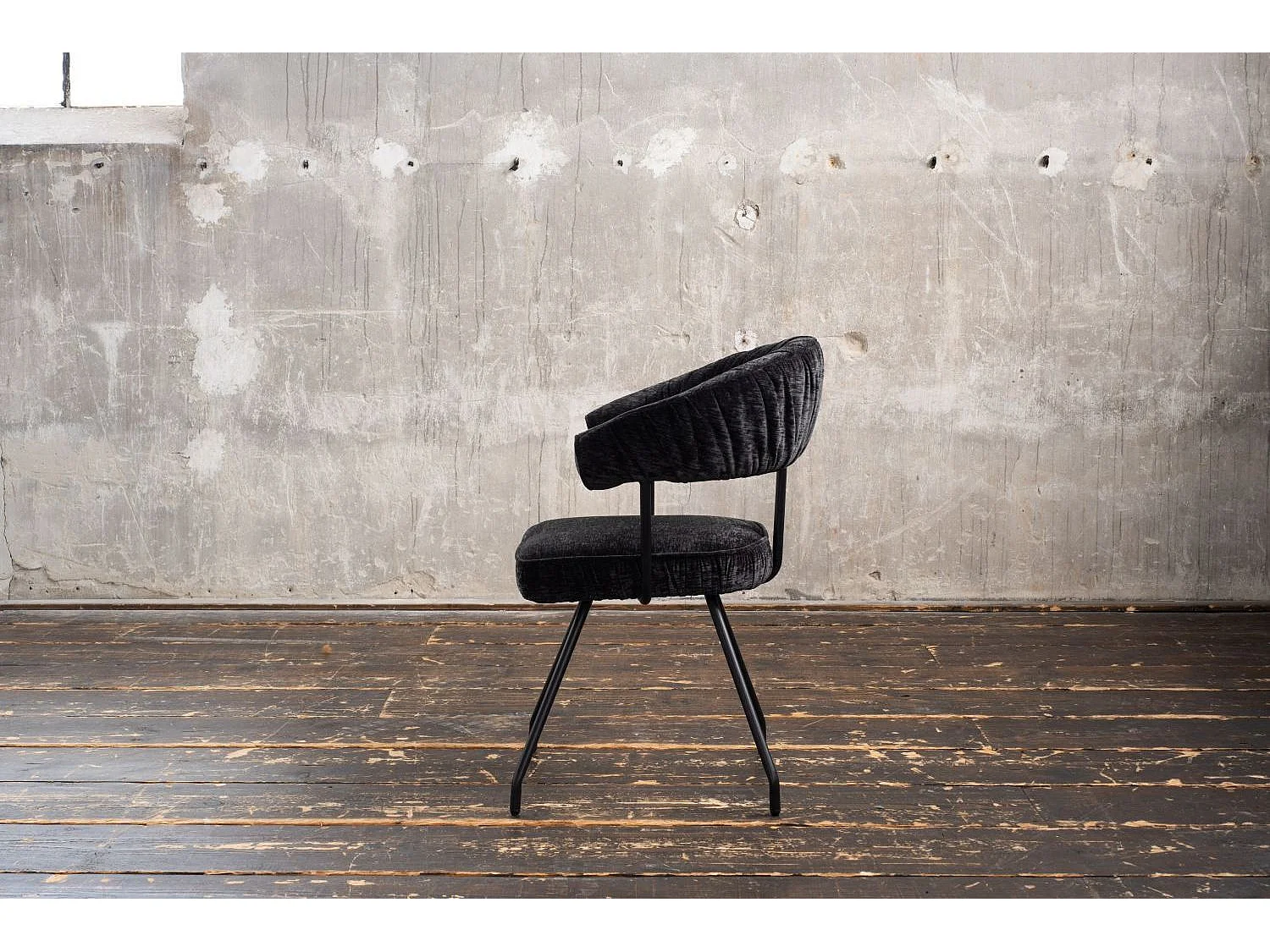 Chaise - Noir tissu tissé - RUNA