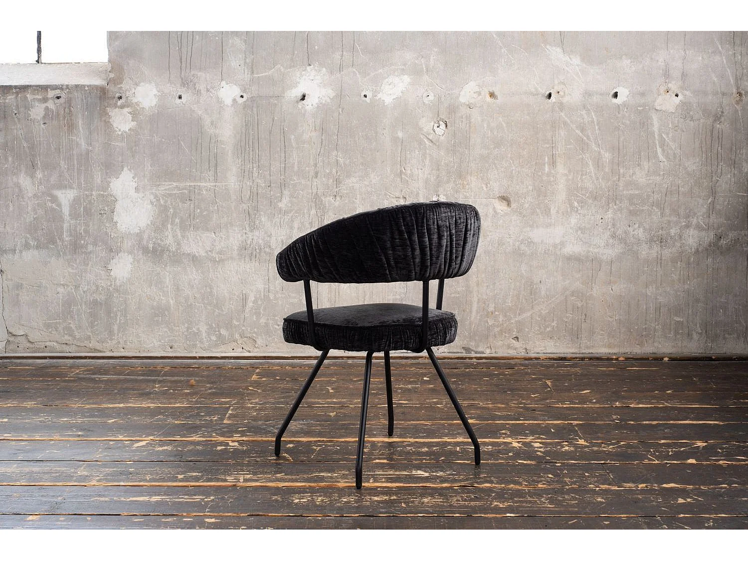 Chaise - Noir tissu tissé - RUNA