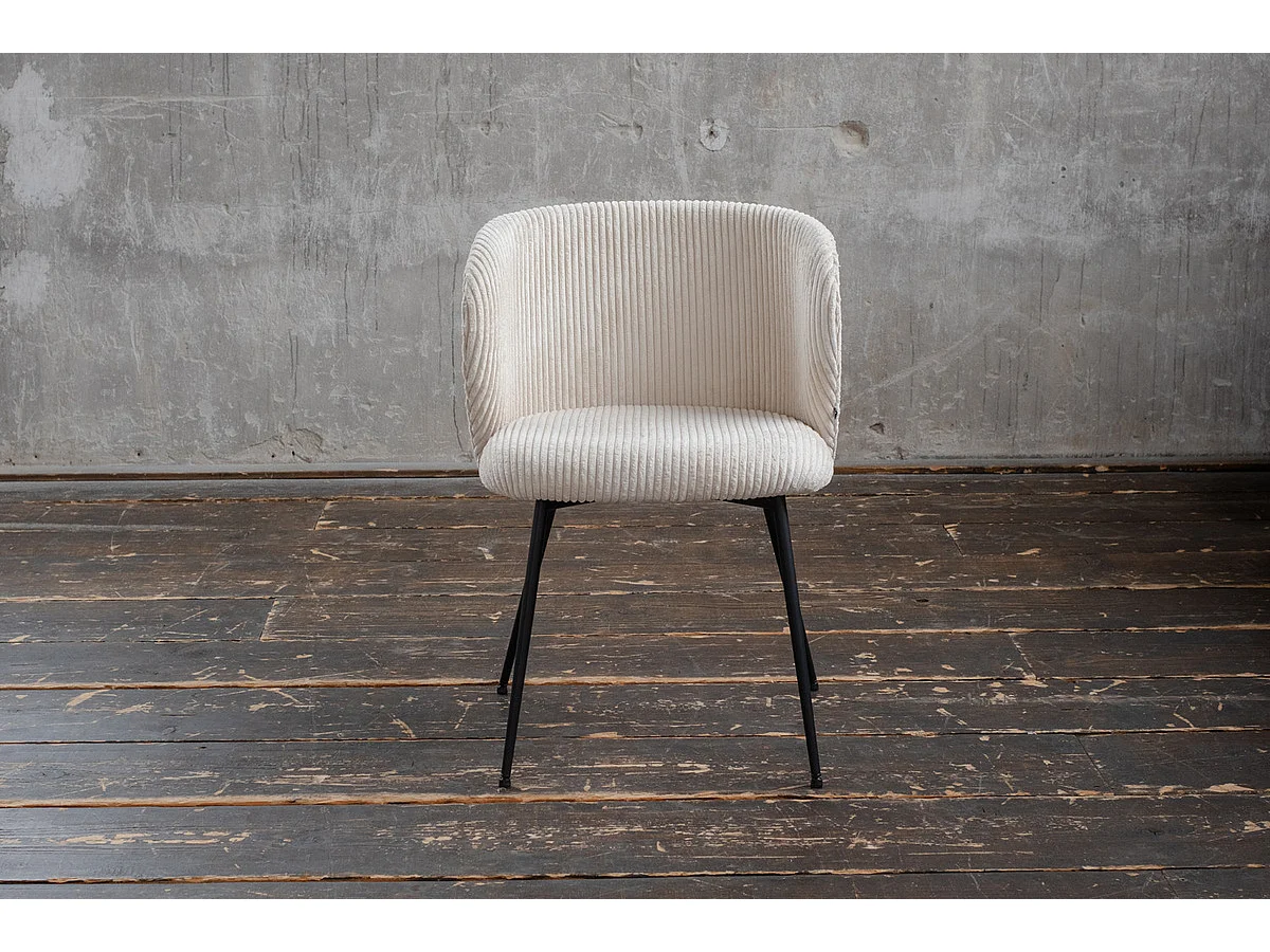 Chaise - blanc crème Velours côtelé - LENA