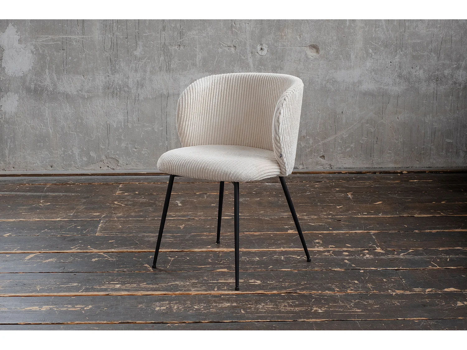 Chaise - blanc crème Velours côtelé - LENA