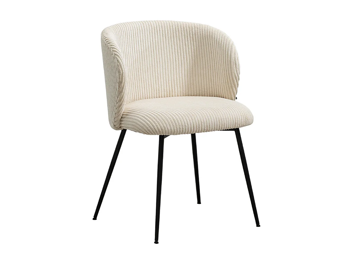 Chaise rembourrée - blanc crème Velours côtelé - LENA