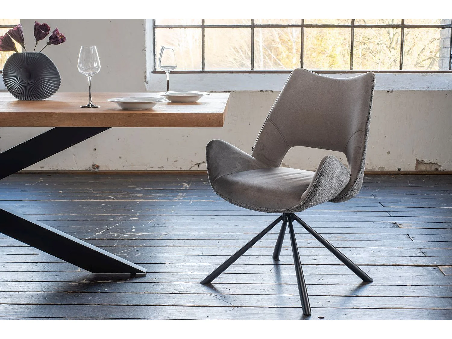 Chaise - Gris tissu tissé - VELO