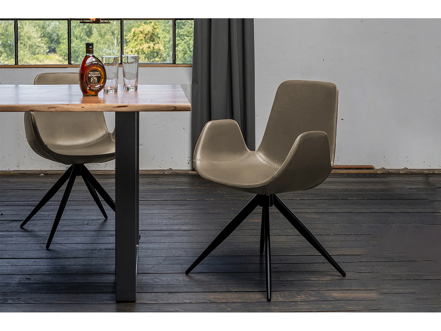 Drehstuhl - Grau Kunstleder - QUEN