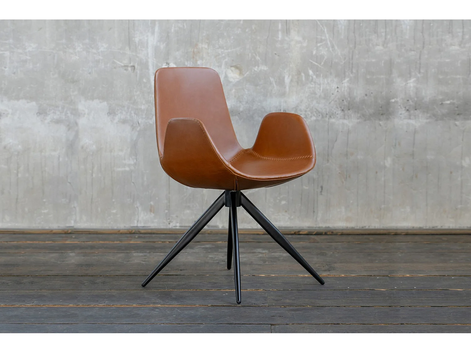 Drehstuhl - Braun Kunstleder - QUEN