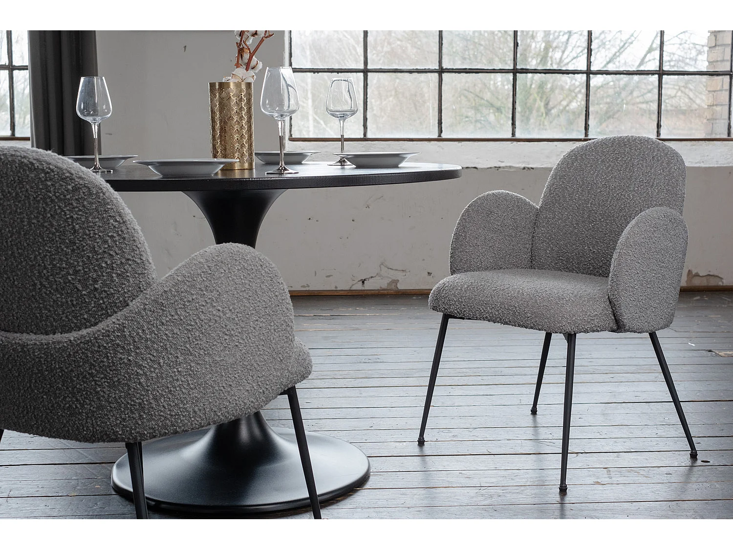 Chaise - Gris tissu tissé - DEON