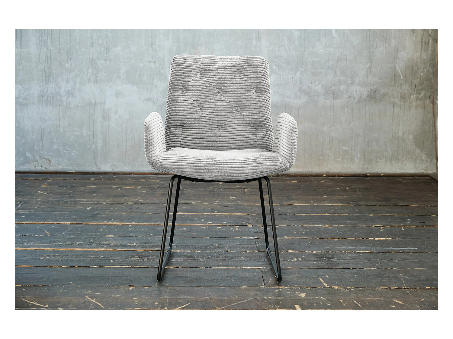 Chaise - gris clair Velours côtelé - CHARME