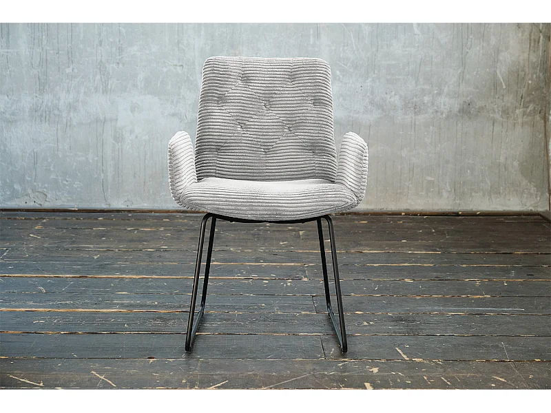 Chaise - gris clair Velours côtelé - CHARME