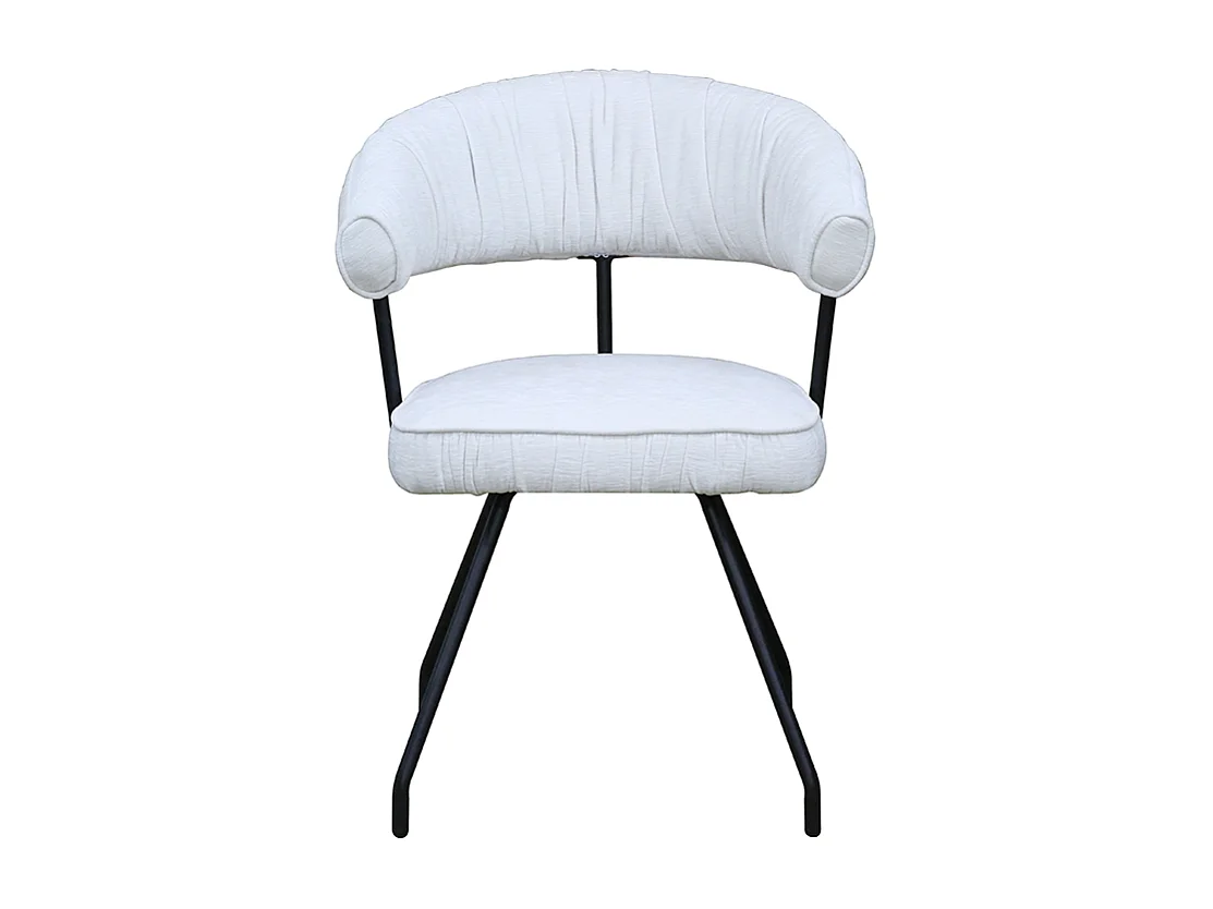 Chaise - blanc crème tissu tissé - RUNA