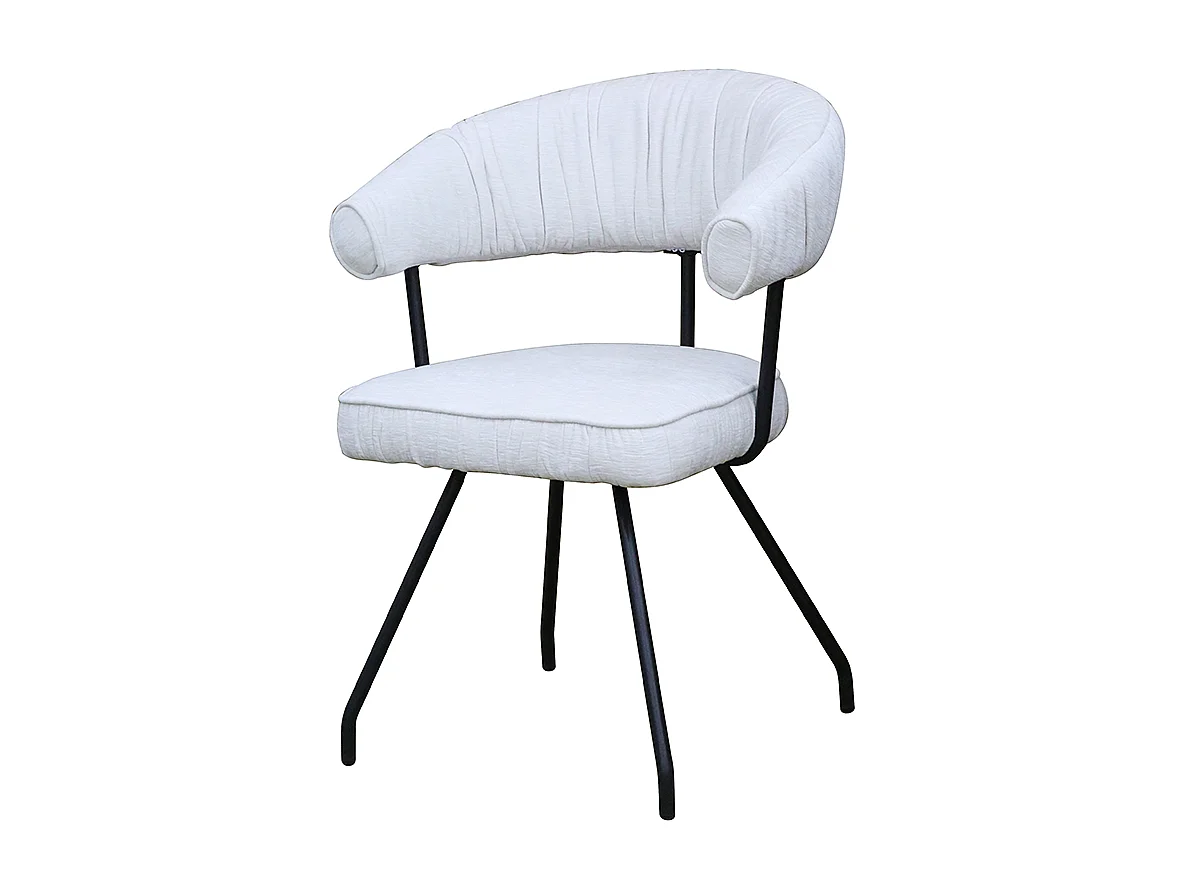 Chaise - blanc crème tissu tissé - RUNA
