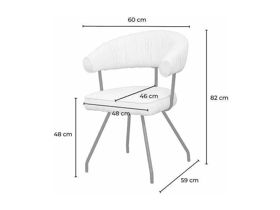 Chaise - blanc crème tissu tissé - RUNA