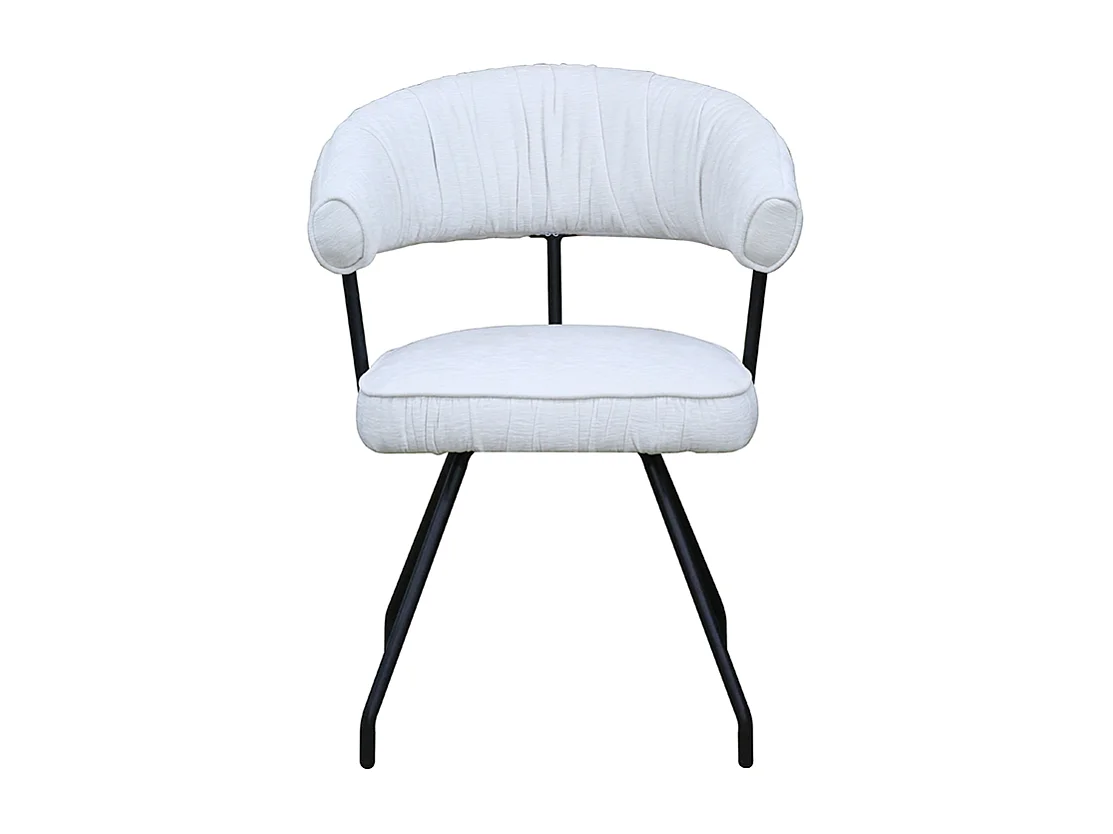 Chaise - blanc crème tissu tissé - RUNA