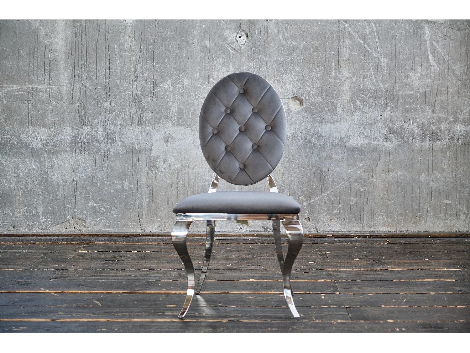 Chaise rembourrée - Gris Velours - LINDA