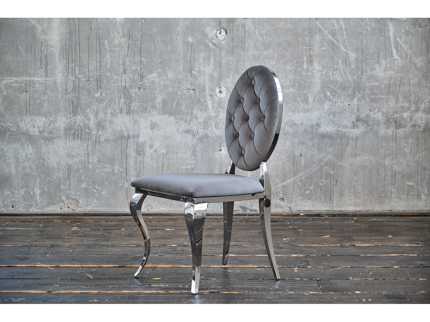 Chaise rembourrée - Gris Velours - LINDA