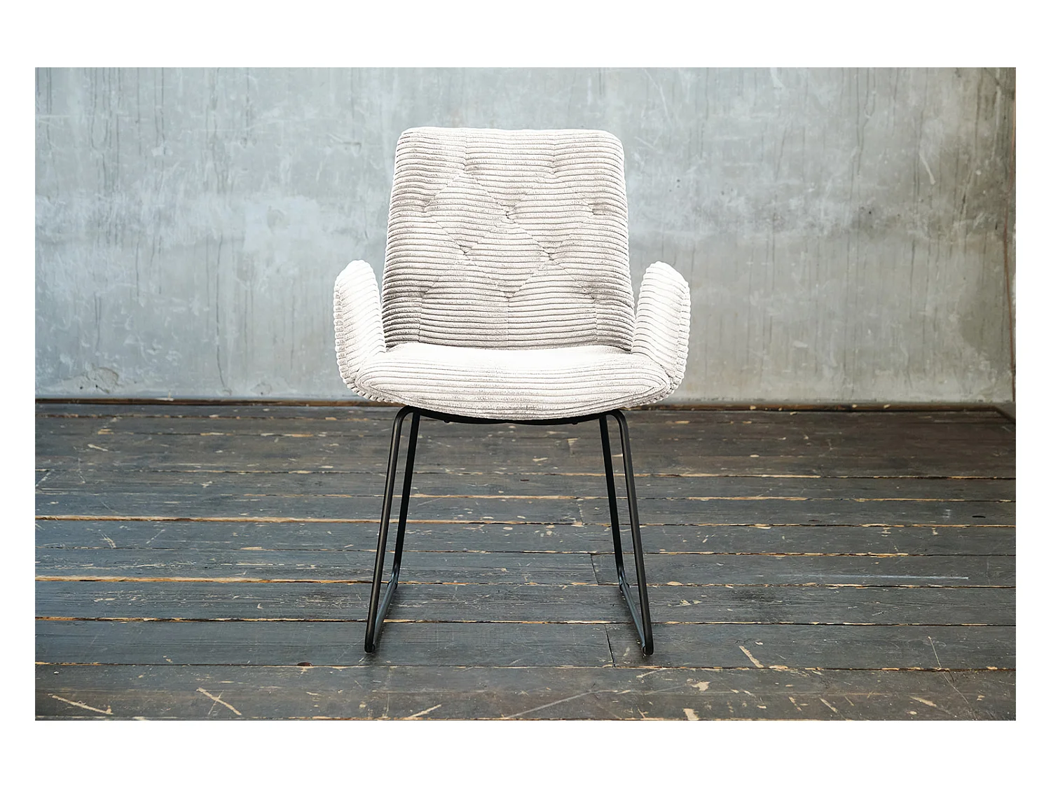 Chaise - blanc Velours côtelé - CHARME