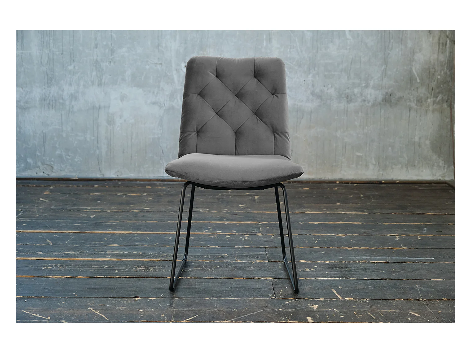 Chaise - gris pierre Velours - CHARME