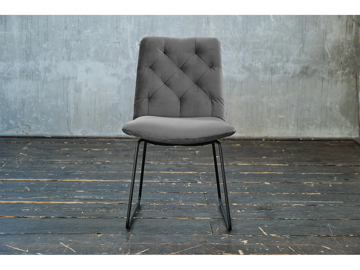 Sedia imbottita - grigio pietra velluto - CHARME